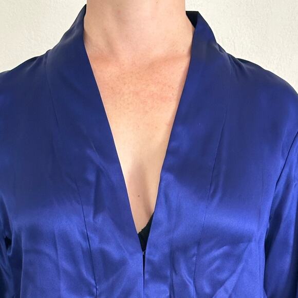 Haider Ackermann Shawl Collar Tunic Blouse size FR 34 Cobalt Blue Silk Satin - Picture 5 of 12
